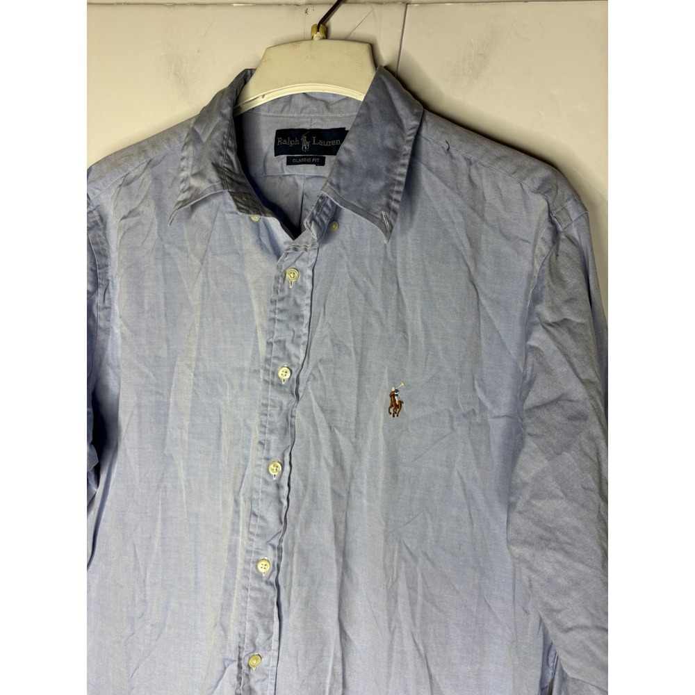 Ralph Lauren Mens Light Blue Oxford Button Down Shirt Classic Fit 17 34/35 L/XL